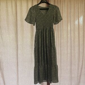 Polagram Olive Floral Maxi Dress